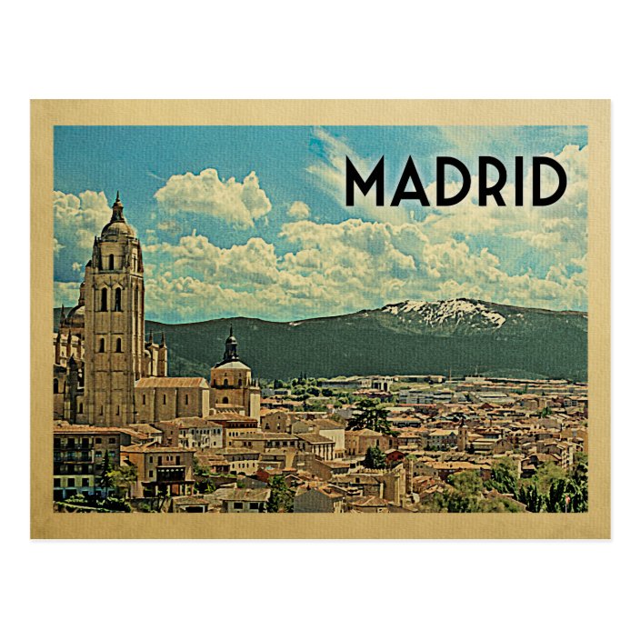 Madrid Spain Vintage Travel Postcard | Zazzle.co.uk