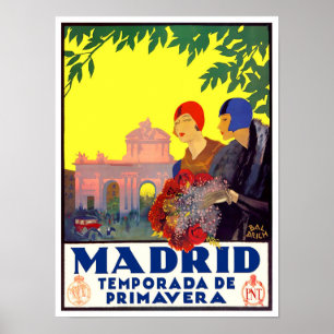 Madrid Spain vintage travel Poster