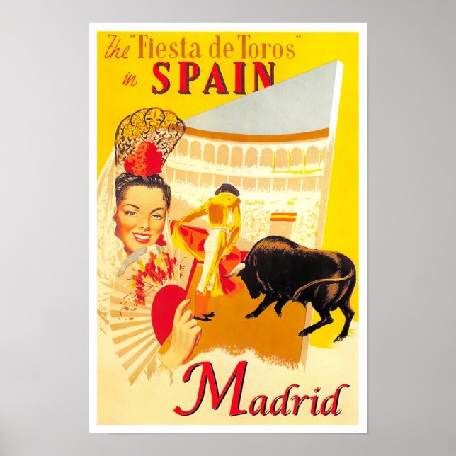 Madrid Spain vintage travel Poster (Front)