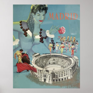 Madrid, Spain Vintage Travel Poster