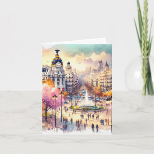 Madrid Spain Watercolor Card