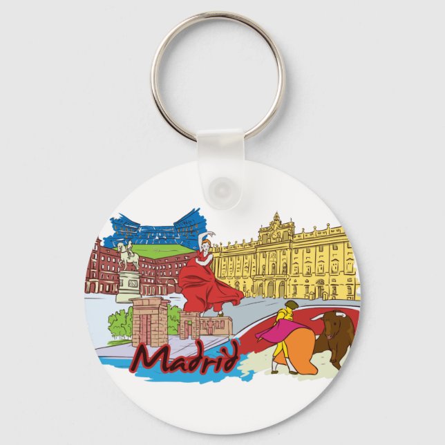 Madrid, Spain World Famous City Key Ring (Front)