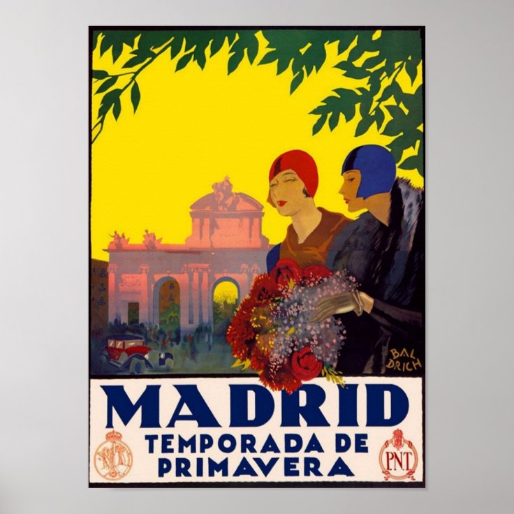 Madrid Temperada de Primavera Spain Vintage Spanish Travel Advertisement Poster 
