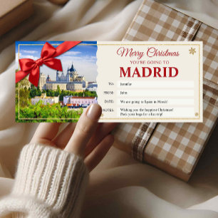 Madrid Trip Christmas Reveal Gift Ticket Card
