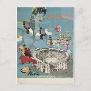 madrid vintage travel postcard