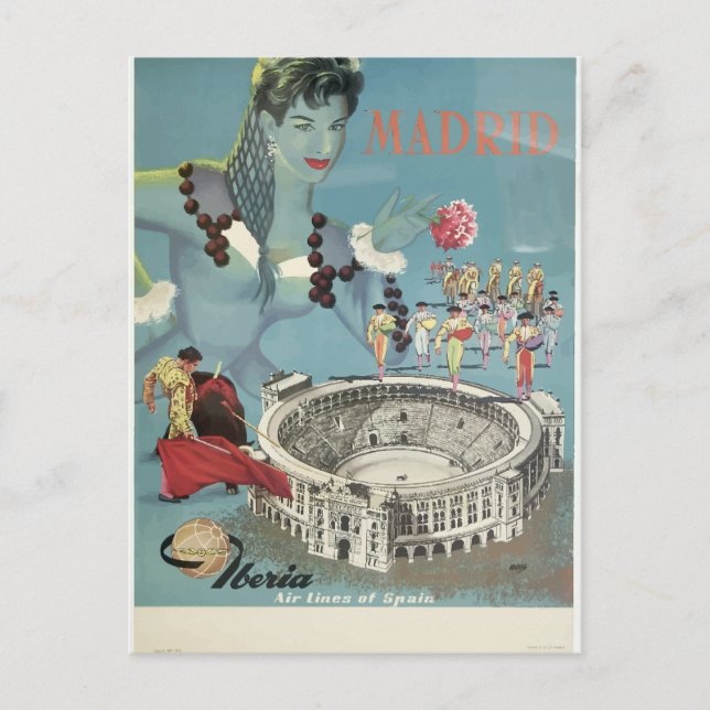 madrid vintage travel postcard (Front)
