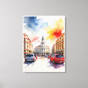 Madrid watercolor art canvas print