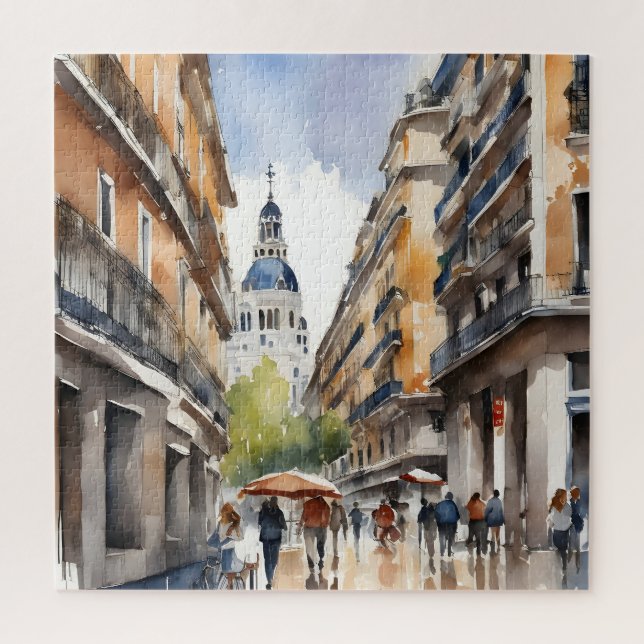 Madrid watercolor art jigsaw puzzle (Vertical)