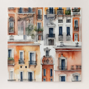 Madrid watercolor art jigsaw puzzle