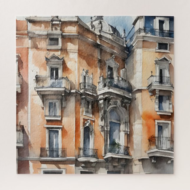 Madrid watercolor art jigsaw puzzle (Vertical)