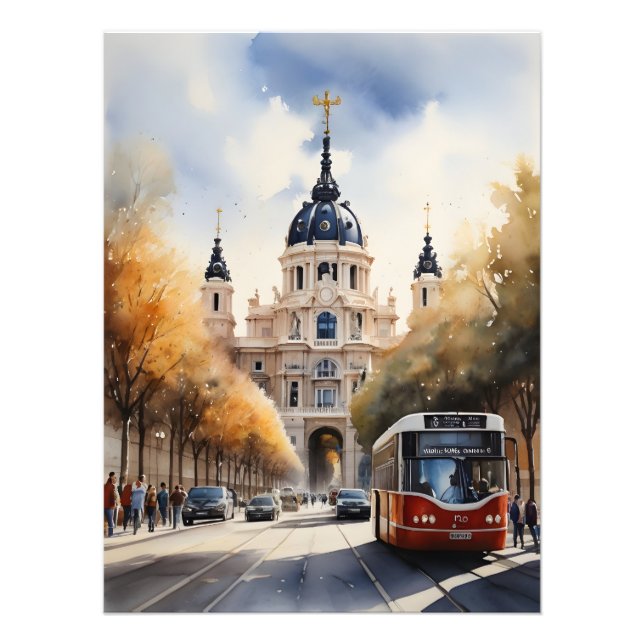 Madrid watercolor art photo print (Front)