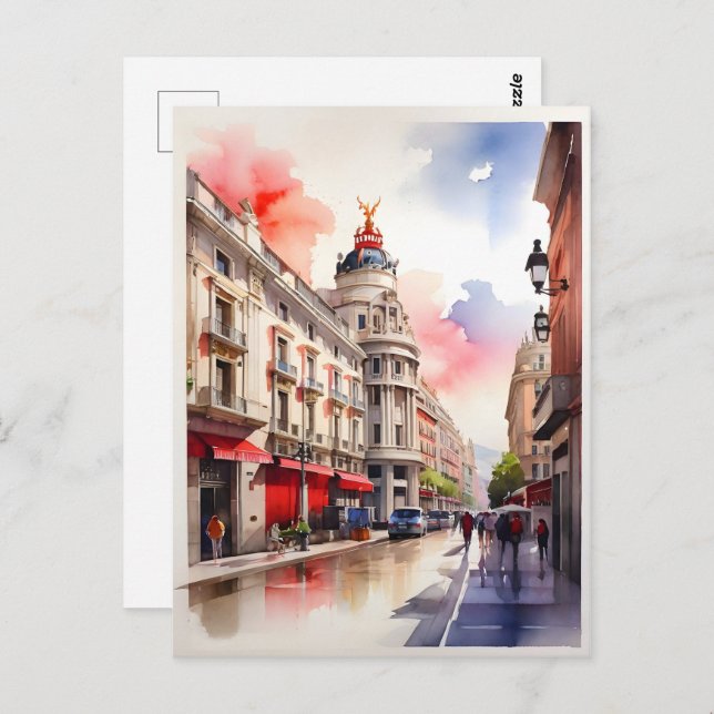 Madrid watercolor art postcard (Front/Back)