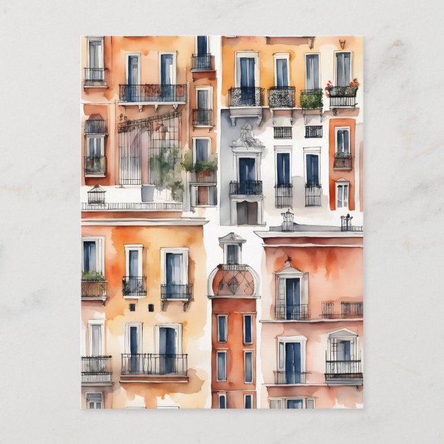 Madrid watercolor art postcard (Front)