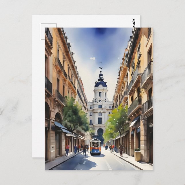 Madrid watercolor art postcard (Front/Back)