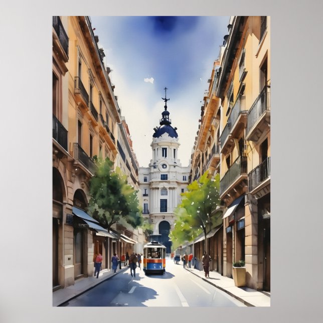 Madrid watercolor art poster (Front)