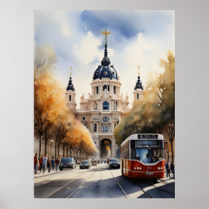 Madrid watercolor art poster