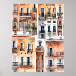 Madrid watercolor art poster