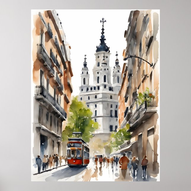 Madrid watercolor art poster (Front)