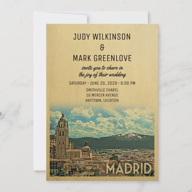 Madrid Wedding Invitation Spain (Front)