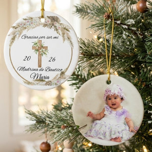 Madrina Godmother Spanish Baptism personalised Ceramic Tree Decoration