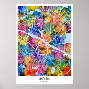 Madurai Tamil Nadu City Map Poster