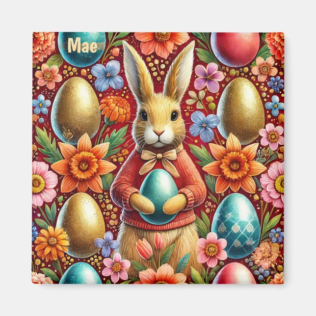 MAE ~ Easter Bunny and Eggs ~  Magnet (Front)
