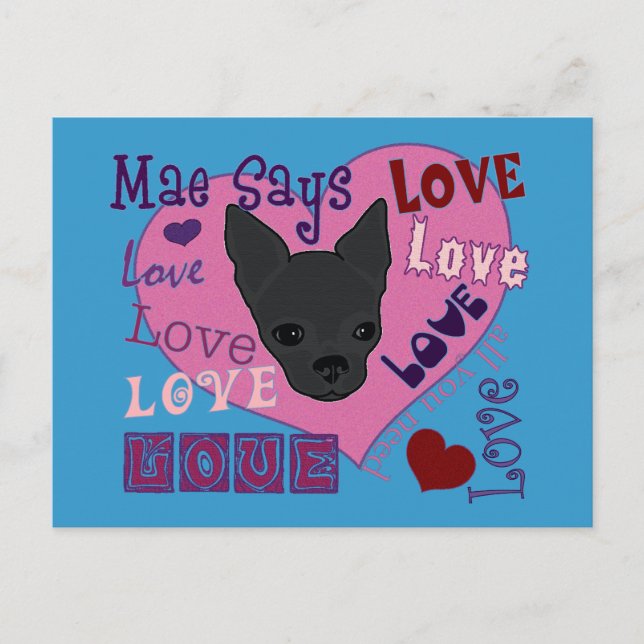 Mae Says Love! Postcard (Front)