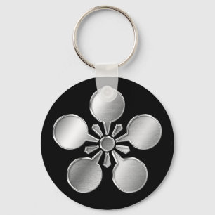 Maeda Clan Kamon Silver Chrome Key Ring