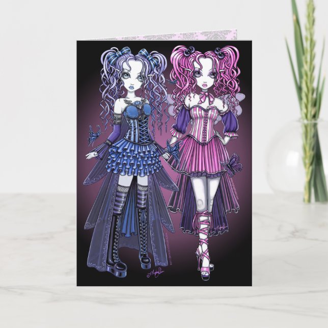Maegan & Haylee Gothic Couture Fairy Sisters Card (Front)