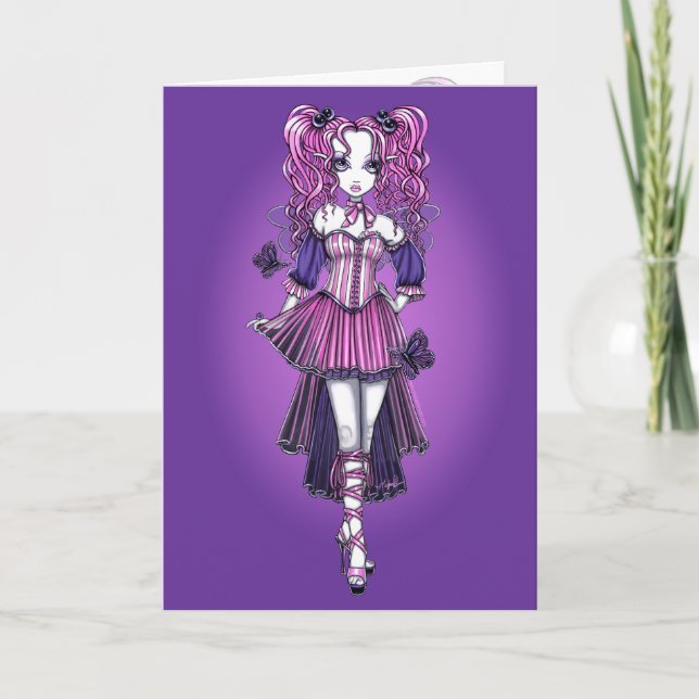 "Maegan" Pink Valentine Fairy Art Card (Front)