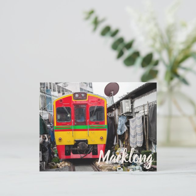 Maeklong Railway Market Thailand Bangkok Train Holiday Postcard (Standing Front)