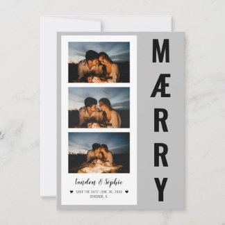 "MÆRRY" Christmas Save the Date Photo | Grey/Black Holiday Card