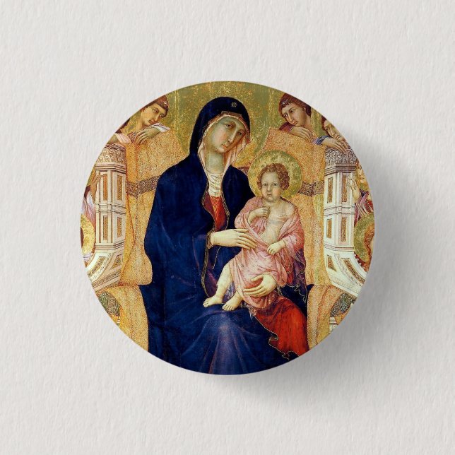 Maestà, detail of Madonna and Child on throne 3 Cm Round Badge (Front)