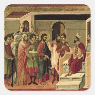 Maesta: Jesus before Herod, 1308-11 Square Sticker