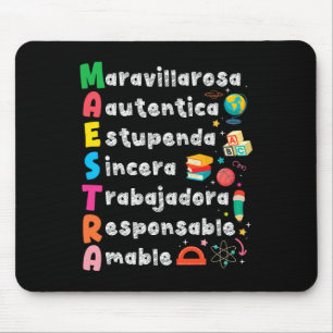 Maestra Acronym Spanish Teacher Back To School Lat Mouse Mat