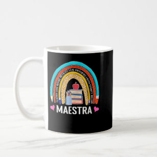 Maestra Boho Rainbow Leopard Spanish Bilingual Tea Coffee Mug