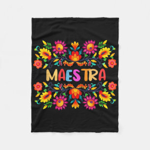 Maestra Cinco De Mayo Spanish Mexican Teacher Fleece Blanket
