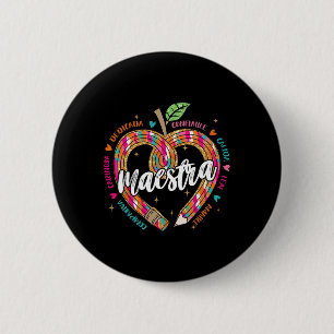 Maestra Pencil Spanish Teacher Bilingual 100 Days 6 Cm Round Badge