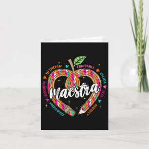 Maestra Pencil Spanish Teacher Bilingual 100 Days  Card