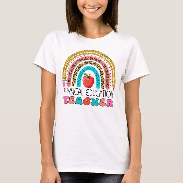 Maestra Teacher Pencil Rainbow Gift back to school T-Shirt (Front)