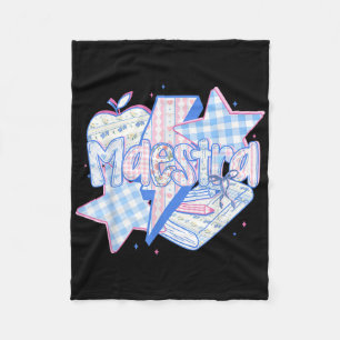 Maestra Teacher Spanish First Day Of School Back T Fleece Blanket