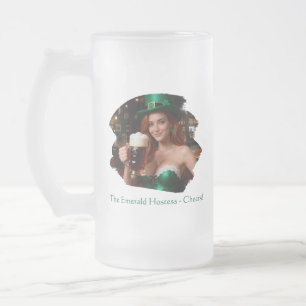 Maeve Green Corset Hostess Pub St Patrick's Day Frosted Glass Beer Mug
