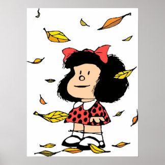 Mafalda autumn leaves Quino Comic argentino Poster