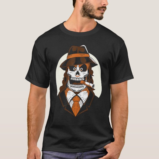 Mafia Skull Day Of The Death Mexican Halloween Los T-Shirt (Front)