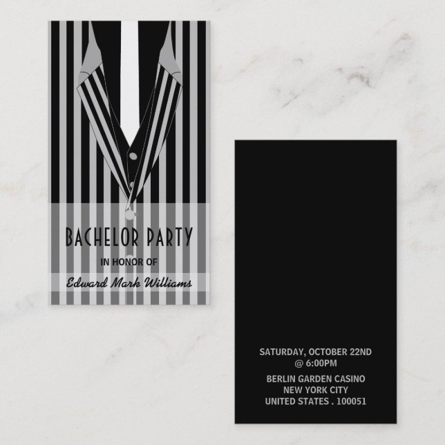 Mafia Suit, Bachelor Party Ticket Invitation (Front/Back)