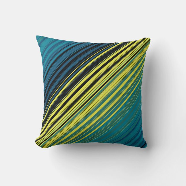 Mag Green Multi Diagonal Stripes Cushion (Front)