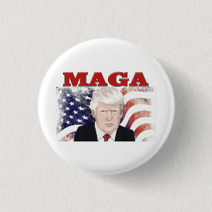 MAGA American Flag Trump red text 3 Cm Round Badge
