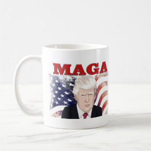 MAGA American Flag Trump red text  Coffee Mug