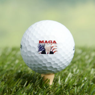MAGA American Flag Trump red text Golf Balls