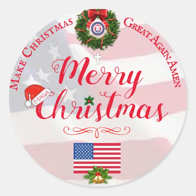 Maga Christmas Stickers/Make Christmas Great Again Classic Round Sticker (Front)